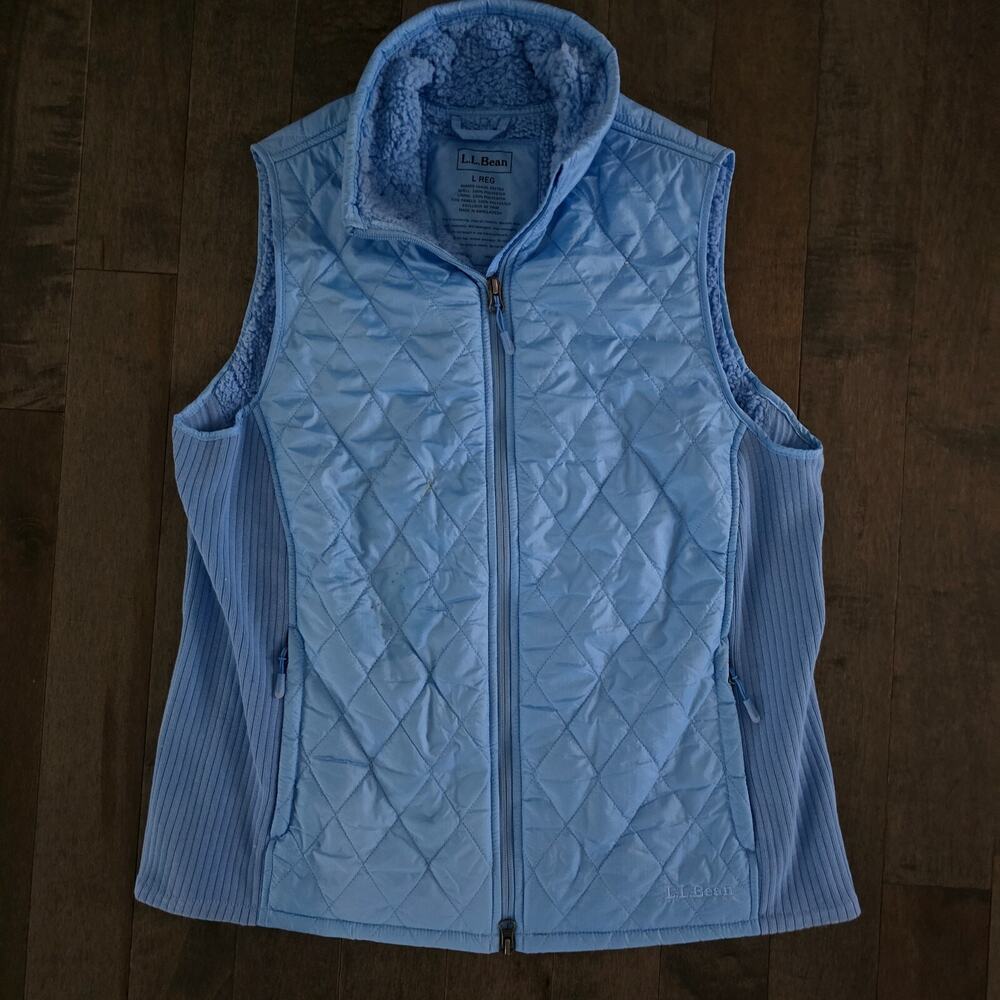 LL Bean Mountain Classic Puffer Vest Womens Large L Blue Quilted Lightweight